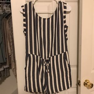 White and blue/grey romper